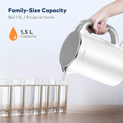 Electric Kettle, Miroco Double Wall 100 Stainless Steel Cool Touch Tea