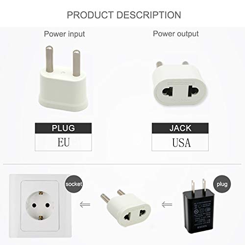 GOSONO 2pcs/lot US (USA) to EU (Europe) Travel Power Plug Adapter for USA converter White - Thumbnail 3