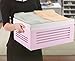 Wooden Storage Bin Containers - Decorative Closet, Cabinet and Shelf Basket Organizers Lined With Machine Washable Soft Linen Fabric - Pink, Large