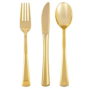 Plastic bestek set 18-delen goud