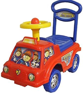Push Along Smart Ride On Car Fire Engine Truck Walker Toy With Under Seat Storage