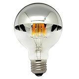 Luxon 6w G80 Led Bulb with Mirror, Half Chrome Siliver Globe Shape Bulb ,Energy Saving Warm White 2700k, Non-dimmable