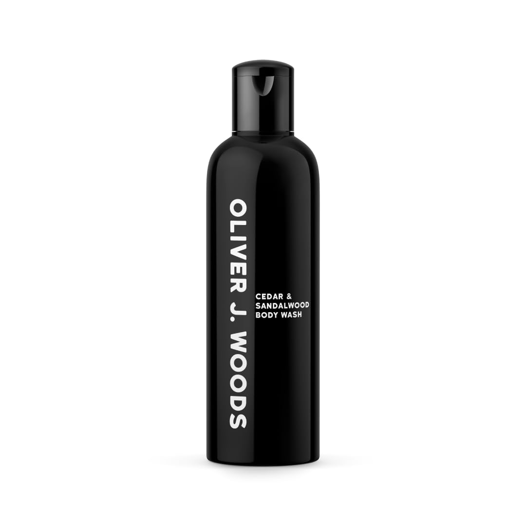 Cedar & Sandalwood Body Wash by Oliver J. Woods | Natural Men's Shower Gel | pH Balanced Hydration for Sensitive Skin | UV Protection, 250g