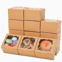 Kraft Bakery Boxes with Window 4x4x2.5 inches Small