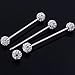 XIUFEN 1pc Stainless Steel Clear Czech Crystal Long Industrial Stud Barbell Ear Ring