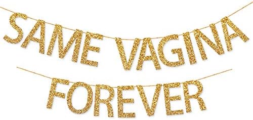 Gold Same V Forever Bachelorette Party Decorations Banner (Pre-Strung) - Hen Party Decorations Banner Sign for Bridal Shower and Bridal Party Supplies and Accessories