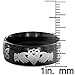 Men's Black Plated 8 mm Stainless Steel High Polished Comfort Fit Claddagh Ring - Sizes 7-13