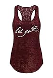 Tough Cookie's Women's Front Let Go Birds Print Burnout Tank Top (Medium - LF, Maroon)