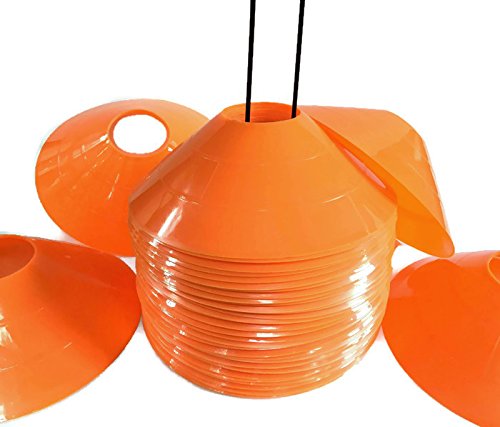 Playscene Training Cones - Set of 6 Multicolored 9" INCH Highly Durable Vinyl Cones (Orange Disks) - Thumbnail 2