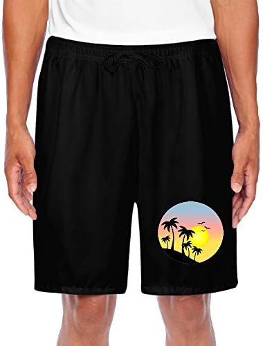 Men's Palm Tree Summer Comfort Cotton Pants Board Shorts With Pockets