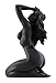 Veronese Design Glossy Black Female Nude Kneeling Hands in Hair Statue Facing Left