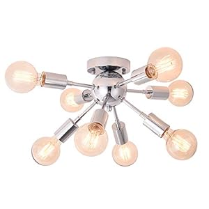 OYIPRO Sputnik Plafondlamp met 8 lichtpunten, moderne plafondlamp, E27, lampfitting, metaal, voor eetkamer, kamer…