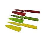 Kuhn Rikon Colori Art Paring Knife, Red/Green/Yellow Polka Dot, Set of 3