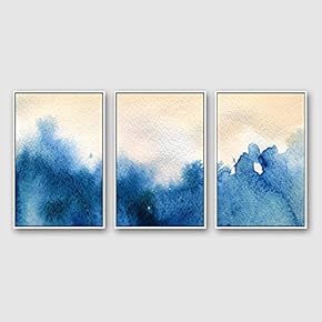 3 Piece Framed Canvas Home Artwork Decoration Watercolor Sfumato Canvas Wall Art for Living Room, Bedroom - 16"x24"x3 Panels