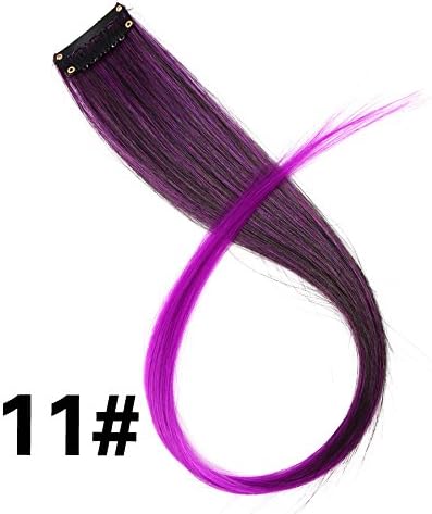 20 Colored Highlight Synthetic Hair Extensions Clip In One Piece Color Strips 20 Long Straight Hairpiece For Sports Fans K Amazon Ca Home Kitchen