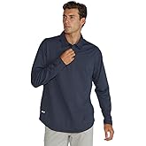 Men’s Drop-Cut Long Sleeve Polo – Lightweight Moisture-Wicking w/ 3-Button Collar – Stretch Fabric – Casual Performance Shirt