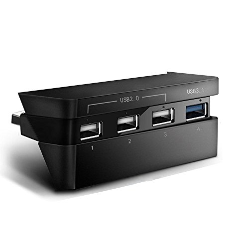 PS4 Slim USB Hub,Anrain 4-in-1 PS4 Slim High Speed Adapter USB HUB 1 USB 3.0 Port + 3 USB 2.0 ports For Sony PlayStation 4 Slim