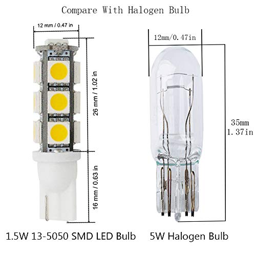 GRV T10 921 194 13-5050 SMD Wedge LED Bulb lamp Super Bright Warm White DC 12V Pack of 6