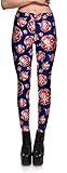 Sipaya Women's 3D Pattern Printed Stretch Skinny Footless Leggings Plus Size