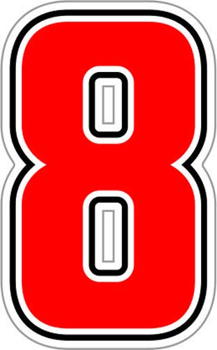 Quattroerre SIC Racing Number 8, Red, h 6.3 cm