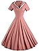 GownTown Women's 1950s Retro Vintage V-Neck Party Swing Dress Cocktail Dress Salmon