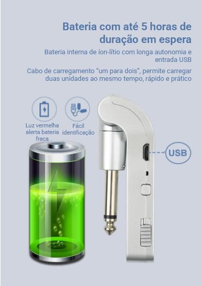 M-VAVE WP-1 Transmissor e receptor sem fio para guitarra 2.4G, ferramentas com bateria integrada para captador de guitarra e baixo, peças para instrumentos com pontas