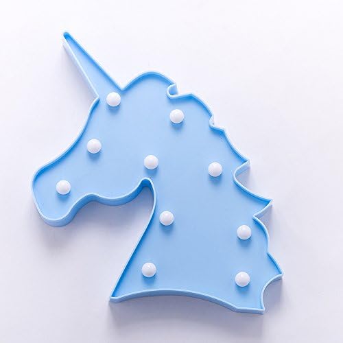 LED Unicorn Night Light Home Decoration Birthday Gift for Kids Party Supplies Marquee Night Light Battery Operated (Blue)