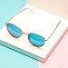 LianSan Classic Retro Metal Frame Round Circle Mirrored Sunglasses for Men and Women Glasses 3447 Sky Blue Glass Lens