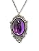 Purple Cabochon in Silver Finish Pewter Frame Large Oval Pendant Necklace