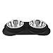 Large Dog Bowls & Mat Set - 2 Large Capacity, Removable Stainless Steel Bowl Set in a Stylish No Mess, No Spill, Non Skid, Silicone Mat. Food & Water Bowls for Medium to Large Dogs - 108oz Black