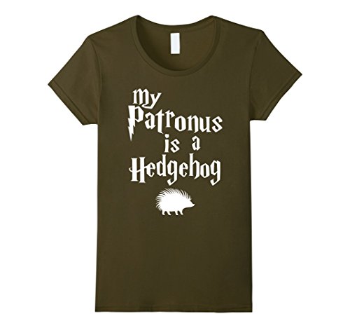 Women s my patronus is a hedgehog t shirt xl olive