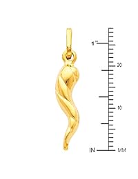 Colgante de oro amarillo de 14 quilates con cornicelo italiano