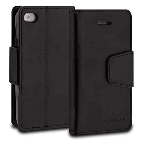 iPhone 4 4s Case, ModeBlu [Classic Diary Series] [Black] Wallet Case ID Credit Card Cash Slots Premium Synthetic Leather [Stand View] for Apple iPhone 4 & 4s