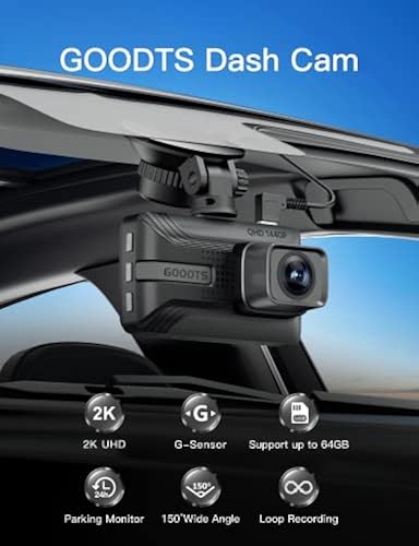 2K Dash Cam Front 1440P, GOODTS Car Camera with IPS Screen
