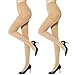 MANZI 2 Pairs Women's Run Resistant Control Top Panty Hose Opaque Tights(Large,Nude)