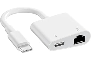 USB C to Ethernet Adapter, 2 in 1 RJ45 Ethernet LAN Network Adapter with 60W USB Type C Charge Port Compatible with iPhone 17
