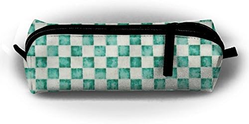 Miran One Checkered Green Boys Girls Kids Students Pencil Pencil Bag Pen Case Holder Pencil Case Pouch Zipper Closure Cosmetic Makeup Bag