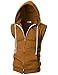 OHOO Mens Slim Fit Sleeveless Lightweight Zip-up Hooded Vest with Zipper Trim
