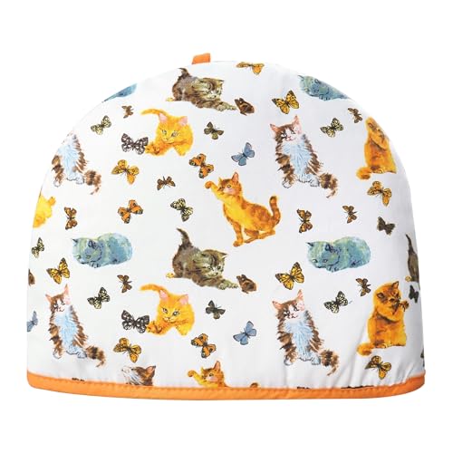 SiXsigma Sports Tea Cosy For Insulated Teapot Warmer (35x27x3cm) - Quick Dry Cotton Small, Medium, Large Teapot Funny and Trendy Design - Ideal For Women (Pretty Cats)