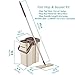 oshang Flat Squeeze Mop and Bucket - Hand-Free Wringing Floor Cleaning Mop - 4 Pieces Washable & Reusable Microfiber Mop Clothes/Pads Included - Wet or Dry Usage on Hardwood, Laminate, Tile