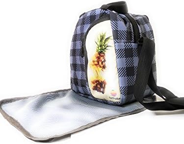 EarthVibe Combo Lunch Tote Bag Free Mat Insulated Sling Shoulder Strap Zipper Waterproof Bottle Holder Kids,Adults,Women-Checks 1