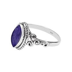 Rubicrafts Blue Sapphire Stone Ring 925 Sterling