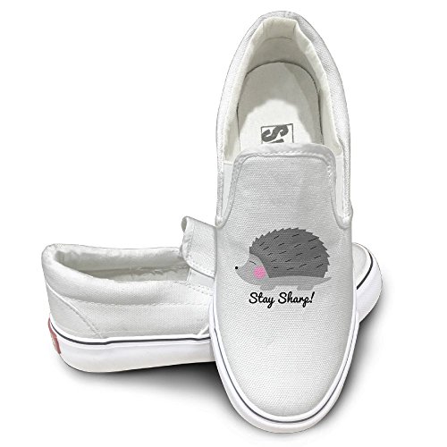 SH-rong Hedgehog Stay Sharp Unisex Canvas Sneakers Shoes Size 35 White