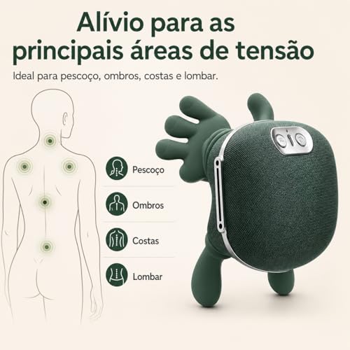 Massageador Mãozinha Elétrico Pescoço Ombro Aquecimento Recarregável USB 3D