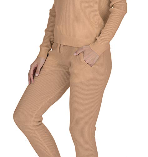 State Cashmere Women's 100% Pure Cashmere Knitted Loungewear Pants with Pockets (Pants/Cammello, X-Large) - Thumbnail 3