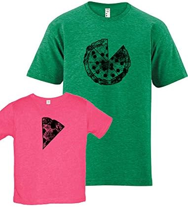 Pizza Shirt Matching Dad and Daughter Fathers Day Shirt Set XL&amp;S Heather Green