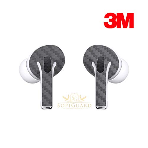 SopiGuard Skin for Apple Airpods Pro Earbuds Sticker Vinyl Wrap (3M Carbon Gunmetal Gray)