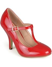 Womens Sueded T-strap Round Toe Pumps