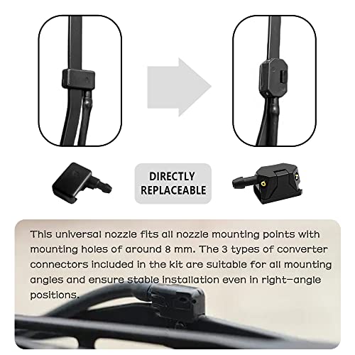 7-in-1 Windshield Washer Nozzle Kit - 4 Hole Spray Nozzles, Hose & Connectors For Most Cars