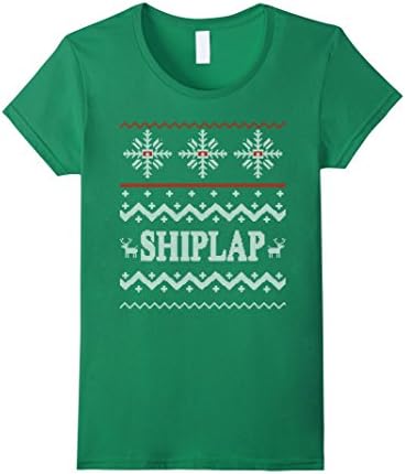 Women's Shiplap Christmas Sweater - Ugly Sweater Tshirt Large Kelly Green